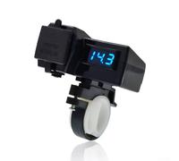 Chargeur de voiture avec deux ports USB pour motos 5 V 3 1 A Affichage numérique de la tension Large plage de tension 6 24 V ABS résistant à la chaleur avec couvercle étanche (bleu)