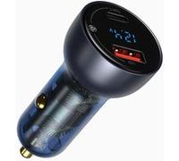 Baseus Chargeur de voiture CCKX U+C 65W PD/QC Ports USB et USB-C Écran LCD Gris