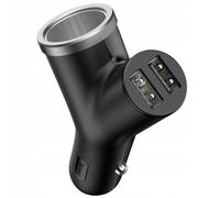 Baseus Chargeur de voiture BSC-C16N Y-Type 2 ports USB 3,4A 2 prises allume-cigare Noir