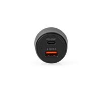 NEDIS Auto-Ladegerät 65 W 2.0 3.0 3.25 A - Anzahl der Ausgänge: 2, Port Type: USB-A/USB-C™, Automatische Spannungs