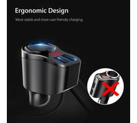 Chargeur de voiture, double port USB, prise allume-cigarette