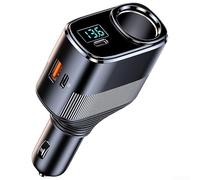 Chargeur de voiture double USB 145 W avec USB-C Power Delivery 45 W et Quick Charge 3.0 pour chargement simultané d'appareils dans les voitures, camions et VUS