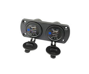 Chargeur de voiture double USB avec lumière bleue (panneau à 2 prises)