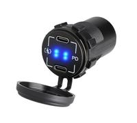 Chargeur de voiture double USB C 30 W avec protections d'éclairage LED pour motos, bateaux, camions, chargeur rapide pour camion, moto