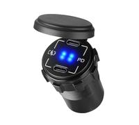 Chargeur de voiture double USB C 30 W avec protections d'éclairage LED pour motos, bateaux, camions, chargeur de voiture double type C pour SUV moto