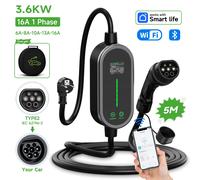 Chargeur de voiture électrique portable 3,5 kW 16A Type 2, borne de recharge murale monophasée, câble de charge EV, contrôle WiFi/Bluetooth pour usage domestique Type2 10M with app