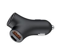 Chargeur de voiture en forme de Y à 4 emplacements avec charge rapide totale de 48 W - Deux connexions USB de type C pour alimentation simultanée de l'appareil - Adaptateur de voiture pour conducteur