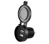 Chargeur de voiture étanche avec ports de charge rapide PD QC compatible avec les véhicules 12 V 24 V y compris les motos pour voitures, yachts et camping-cars (double USB-A 3,1 A)