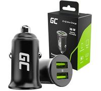 Chargeur de voiture - GREEN CELL - 2 x USB - 36 W - Charge rapide - Compatible smartphones