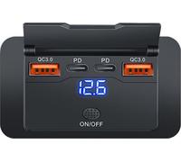 Chargeur de voiture INF USB avec interrupteur de tension 4 ports Dual QC Dual PD