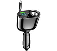 Chargeur de voiture intelligent 1 à 5 - Adaptateur de chargeur de voiture, chargeur de voiture rapide, adaptateur de charge rapide | Solution de recharge avec cordon rétractable avec interface Pd30w