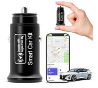 Chargeur de voiture intelligent et traceur GPS [certifié MFi ] : chargeur rapide double USB-C/A 20 W avec localisation Apple « Où est ? » Traceur GPS sans ABO Remplacement et protection antivol