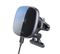 Chargeur de voiture magnétique sans fil avec câble extensible USB-C, surface en silicone souple, compatible avec iPhone 16, 15, 14, 13 et 12 Pro