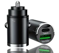 Chargeur de voiture Mini USB 100 W pour iPhone Android Samsung Ipad avec charge super rapide, sortie Type-C et USB-A - Roxley noir