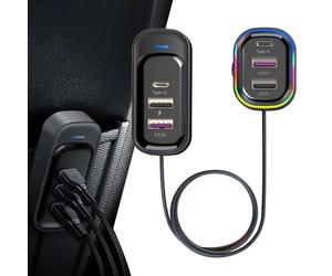 Chargeur de voiture multiport - Adaptateur USB super rapide 66W, chargeur de voiture avec rallonge multiport, station de charge pour appareils multiples | Véhicule de patrouille poly