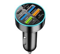 Chargeur de voiture numérique | Port de charge pour voiture | Chargeur USB portable de voiture, chargeur de voiture chargeur rapide avec écran pour voitures et camions 66 W Charge rapide PD Chargeur
