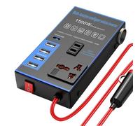 Chargeur de voiture, onduleur, chargeur convertisseur de voiture, adaptateur USB 1500 W, adaptateur de chargeur de véhicule, port de charge USB pour road trip et camping, ordinateurs, téléphones