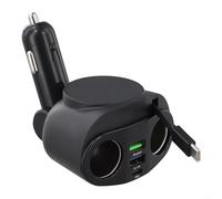 Chargeur de voiture Pd 30 W 66 W Ports d'affichage avec câble de charge USB rétractable et Typec Dual Fast 0 Digital 90 W Single Port Po (66 W)