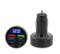 Chargeur de voiture PD 33 W super rapide avec écran LED pour une tension de batterie réelle, 4 ports USB dont une sortie .0 et Type-C, entrée 12-24 V pour