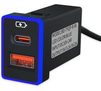 Chargeur De Voiture Pd 36W Téléphone Portable Charge Rapide Pour Toyota Usb Type - C Port Socket Charge Rapide Avec Led Lightshow Compatible Avec Smartphone,Tablette Ou Autre Périphérique Usb¿Bleu¿