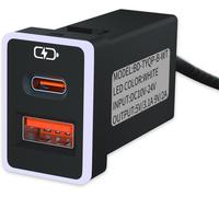 Chargeur De Voiture Pd 36W Téléphone Portable Charge Rapide Pour Toyota Usb Type - C Port Socket Charge Rapide Avec Led Lightshow Compatible Avec Smartphone,Tablette Ou Autre Périphérique Usb (Blanc