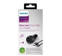 Chargeur de voiture - Philips - Universel - 5V/3.1A - 15.5W - Noir