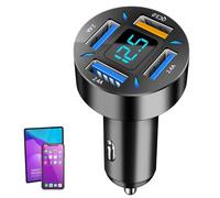 Chargeur de voiture portable, adaptateur USB compact, appareil PD QC 3.0 66 W 4 ports avec affichage LED, moniteur de tension de batterie, outil de charge facile à utiliser, accessoires automobiles po