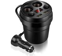 Chargeur De Voiture Porte-Gobelet Multifonction, Double Usb, Surveillance De La Tension En Temps Réel, Charge Rapide 3,1 A Avec Deux Commutateurs Pour Téléphone, Tablette Pc