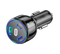 Chargeur de voiture pour téléphone portable 90 W, équipé d'un port USB C PD et USB A QC pour une charge rapide, sûr pour une utilisation avec une alimentation du véhicule de 12 V à 32 V (noir)