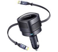 Chargeur de voiture (prise allume-cigare) - BASEUS - Baseus Enjoyment Max 60W - 2 câbles USB-C rétractables - 60 W - Rotatif 180°