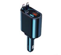 Chargeur de voiture rapide 4 en 1 66 W avec adaptateur USB de chargeur de voiture avec sortie PD et double port, atmosphère lumière étoilée et charge rétractable