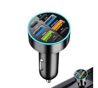 Chargeur de voiture rapide 66 W - Adaptateur de port de charge avec écran numérique - Chargeur de téléphone, bloc USB haute vitesse prend en charge plusieurs appareils, smartphones, tablettes, charge