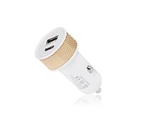 Chargeur de Voiture Rapide double ports Type-C 25W/USB2 15W,Prise Allume-cigare Quick Charge Blanc pour Motorola One Zoom -