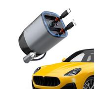 Chargeur de voiture rapide - Station de charge intelligente 5 en 1, deux câbles rétractables, indicateur de tension LED, puissance de sortie élevée de 100 W | Idéal pour les voyages en famille, les