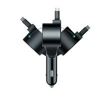 Chargeur de voiture rétractable - 3 ports - Adaptateur de charge portable pour téléphone portable - Pour les déplacements, les voyages, les trajets d'affaires, le camping