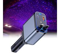 Chargeur de voiture rétractable 4 en 1, 120 W, ciel étoilé, chargeur de voiture 4 en 1, projecteur de voiture, chargeur de téléphone portable, allume-cigare USB C avec câbles de 80 cm