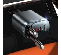 Chargeur de voiture rétractable 4 en 1, chargeur de voiture USB C, charge rapide 84 W, chargeur USB pour allume-cigare - Accessoires de voiture essentiels de voyage pour homme et femme pour iPhone 17