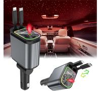 Chargeur de Voiture rétractable avec Projection d'étoiles, Chargeur Telephone Voiture 4 en 1 à Charge Rapide 66 W, câble de Charge USB de Voiture (C+L) pour iPhone/Samsung Galaxy/Hua Wei/Tablet