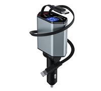 Chargeur de voiture rétractable USB C 2025 - 65 W - Accessoire de voiture 4 en 1 - 12 V - Adaptateur USB pour iPhone 16/15/14/13, Samsung S24/S23