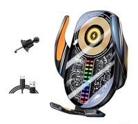 Chargeur de voiture sans fil 15 W | Sortie de détection de charge pour une navigation facile et une lecture vidéo 360 °, batterie 200 mAh, convient pour iPhone et téléphones Galaxy (argent)