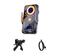 Chargeur de voiture sans fil 15 W, support de téléphone à charge rapide avec ventilateur froid, support de rotation à un bouton, support de téléphone portrait paysage pour voyage (gris)