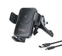 Chargeur de Voiture sans Fil 15W Technaxx avec Support de Charge Rapide Qi pour Grille d'aération TX-322- Serrage Automatique, Rotation à 360 °, Convient aux Smartphones jusqu'à 6,7 Pouces
