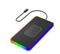 Chargeur de voiture sans fil à charge rapide 15 W avec coussinet en silicone antidérapant et lumière d'ambiance LED, pour une installation facile, câble USB, compatible avec Mult (USB)