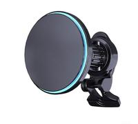 Chargeur de voiture sans fil avec alimentation magnétique de 15 W et lumière LED - Support pour grille d'aération avec connecteur de type C pour compatibilité téléphonique (noir)