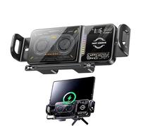 Chargeur de voiture sans fil | Support de serrage automatique 20 W, support de téléphone portable rotatif à 90° avec chargeur et lumière LED, pour grille d'aération, tableau de bord et pare-brise