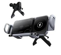 Chargeur de voiture sans fil - Support de téléphone pliable à charge rapide de 15 W, support de smartphone réglable à double bobine, support de ventilation de tableau de bord automatique universel |