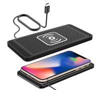 Chargeur de voiture sans fil - Tapis de charge rapide 15 W avec induction entièrement automatique | Tapis de charge en silicone antidérapant pour tableau de bord et console centrale | Câble de 100 cm
