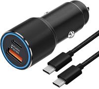 Chargeur de voiture super rapide 63 W et câble pour Samsung Galaxy S23 S25 S22 S24 Plus Ultra/S21 S20 FE, A54 A53 A56 5G A52 A52S A34 A33 A23 A14 A13, Z Fold 4 5, USB C 45 W + USB A 18 W. Adaptateur