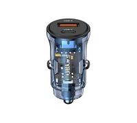 Chargeur de voiture Type-C PD30W, USB 18W - C32 Transparent C (US-CC164) - Bleu