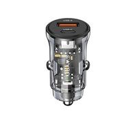 Chargeur de voiture Type-C PD30W, USB 18W - C32 Transparent A+C (US-CC164) - Noir